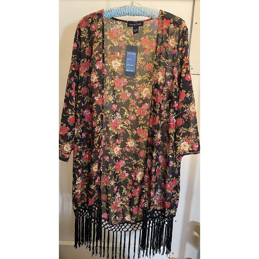 Alisha & Chloe Kimono Smock Caftan Tassles NWT New 3x